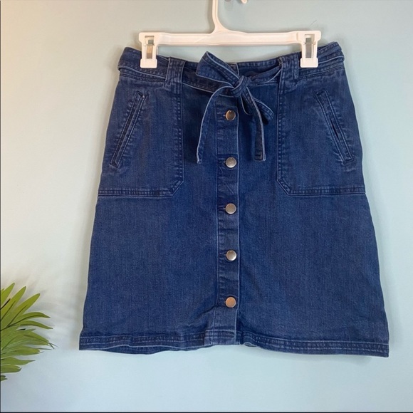 A New Day Button Front Highwaisted Denim Skirt with Tie Waist Belt. - Picture 6 of 7